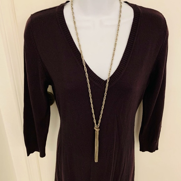V Neck Purple Tunic Sweater - Picture 4 of 6